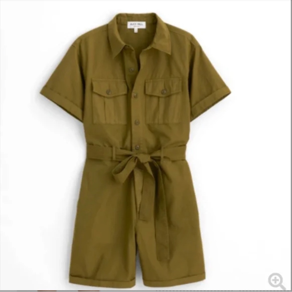 ALEX MILL "Safari" Short Jumpsuit in. Olive Gold EUC/sz M - Picture 2 of 16